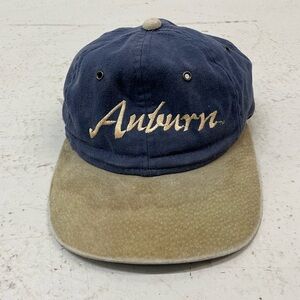 Vintage 90s Auburn Tigers Embroidered Leather Hat Retro Faded Kudzu Distressed